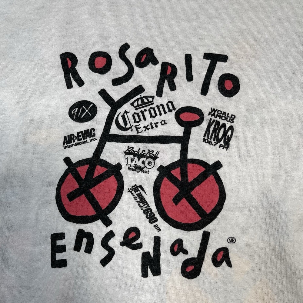 Vtg 1992 Rosarito Ensenada Bike Ride T-Shirt L Made in USA 90s‎ 91X KROQ Corona
